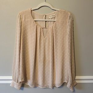 Ivory Long Sleeve Chiffon Blouse